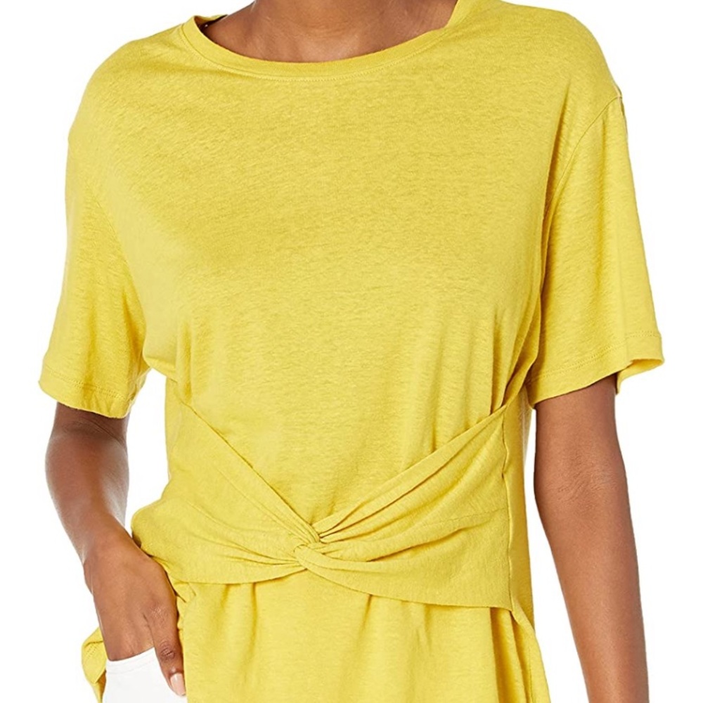 BCBG Maxazaria yellow knot front shirt - small - NWT
